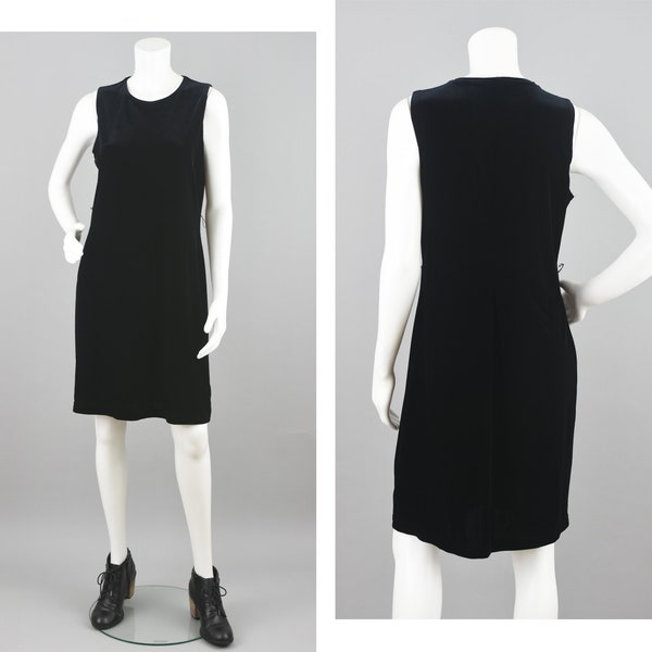 Vintage Black Velvet Sleeveless Party Dress Women's Small