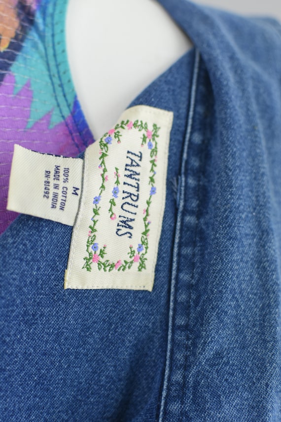 90s Embroidered Floral Jean Jacket, Boxy Fit Deni… - image 10