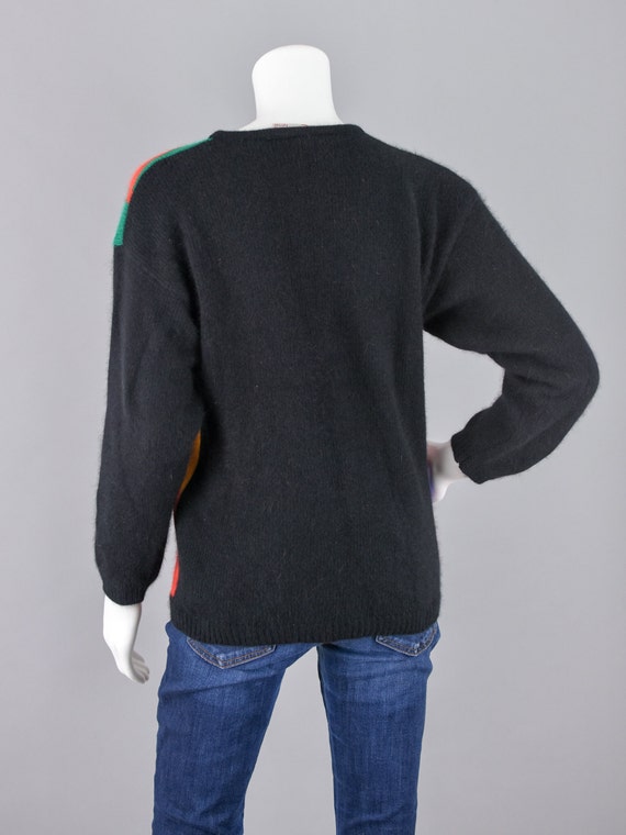 80s Angora Lambswool Sweater, Vintage Colorful Ge… - image 8