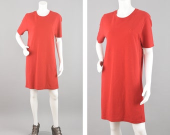 Vintage T-shirt Dress, 90s Red Cotton Knit Shirtdress, Liz Claiborne, Women's Small