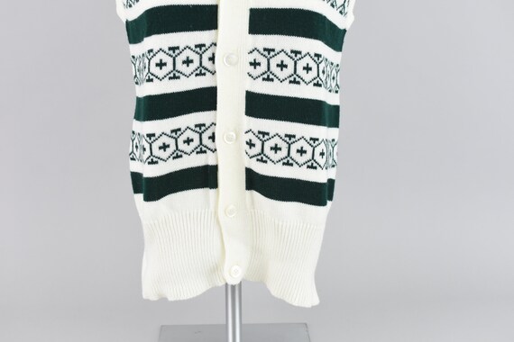 80s Button Down Sweater Vest, Geometric & Stripes… - image 4