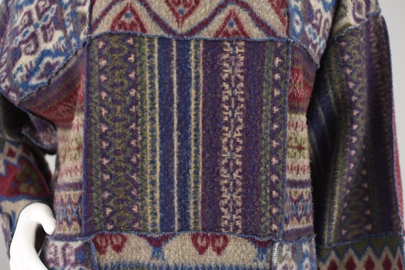 90s Express Patchwork Fuzzy Mixed Pattern Sweater… - image 4