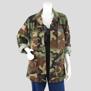 90s Camouflage Cargo Jacket, Vintage US Army Fatigue Shirt, Men's Medium Regular