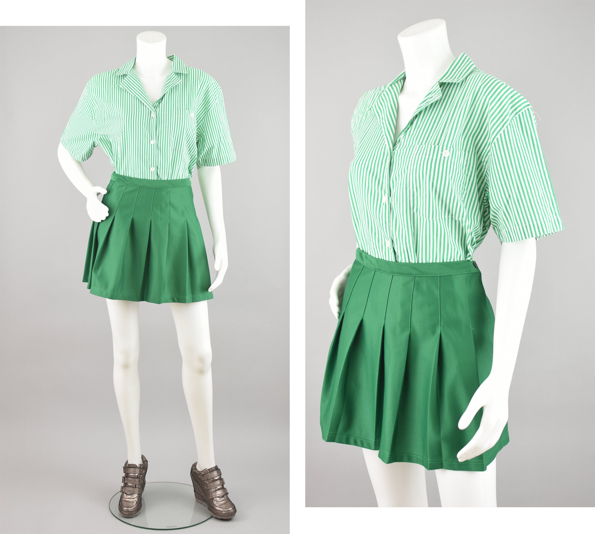 Green pleated cheer skirt hotsell