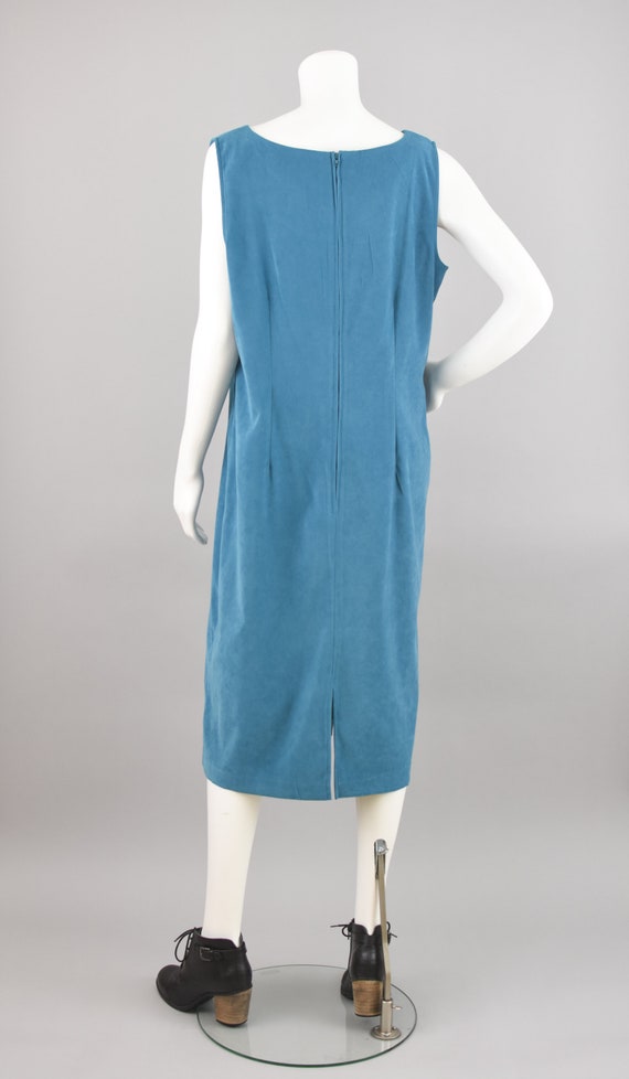 90s Vegan Ultrasuede Pinafore, Vintage Blue Sleeveles… - Gem