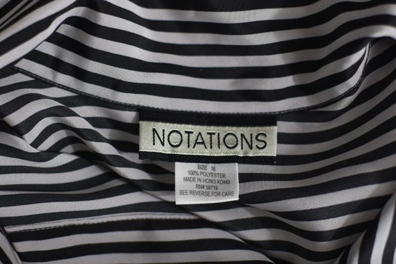 90s Notations Black & Gray Striped Long Sleeve Bl… - image 10