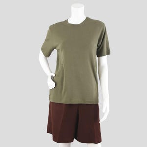 90s Army Green T-shirt, Basic Editions Cotton Shirt, Women's Small