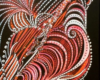 Acrylic Painting Black Red Pink White Flowing Light Creative Energy Energetic Vibrant Art
