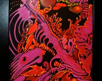 Abstract Painting Original Acrylic Pink Orange Black Vibrant Fall Zest Wild Bright Creative Energy Energetic Female Artist