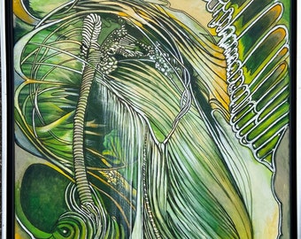 Green Painting Original Acrylic Rainforest Creative Energy Florida Artist Signed