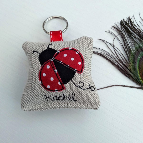 Ladybird Custom Keyring with Choice of Personalisation - Ladybug Keychain Gift with Lavender Scent - Perfect Little Gift for Friend Mum Nan