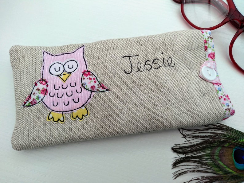 Personalised Owl Glasses Spectacles Case Oatmeal Linen. Choice Etsy UK