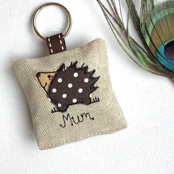 Hedgehog Personalised Keyring with Lavender Scent - Choice of Personalisation - Ideal Stocking Filler or Small Gift Under 10 - Hedgehog Fan