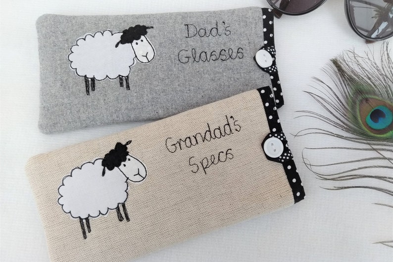 Personalised Sheep Glasses Spectacles Case Oatmeal Linen or Etsy UK