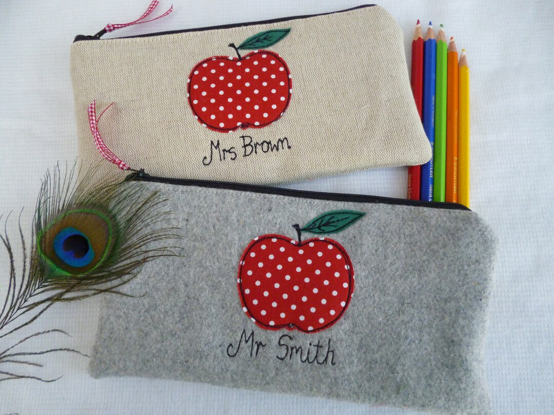 Teacher Gift Custom Pencil Case - Apple Pen Pouch With Choice of ...