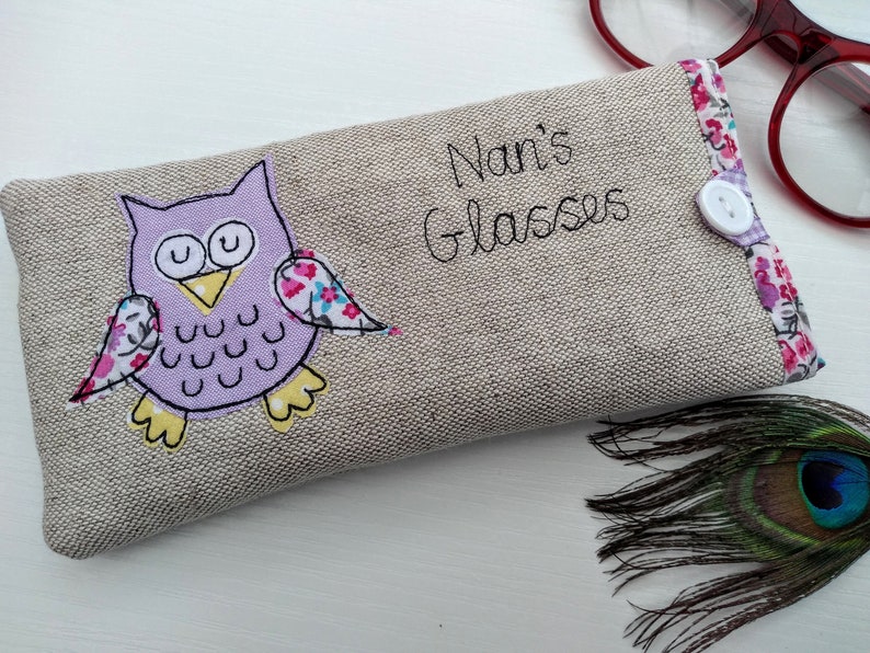Personalised Owl Glasses Spectacles Case Oatmeal Linen. Choice Etsy UK