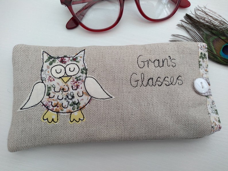 Personalised Owl Glasses Spectacles Case Oatmeal Linen. Choice Etsy UK