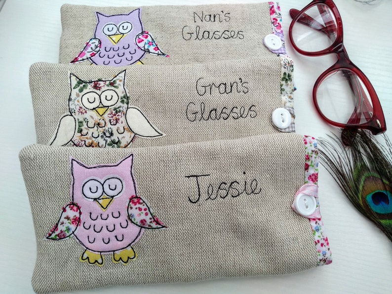 Personalised Owl Glasses Spectacles Case Oatmeal Linen. Choice Etsy UK