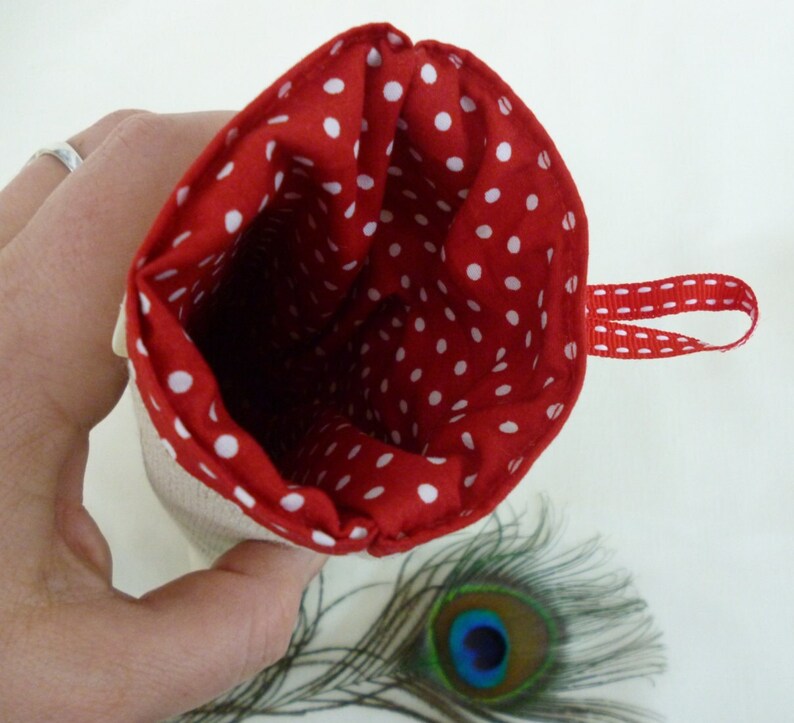 Personalised heart applique glasses case.  Spectacles or sunglasses pouch with choice of red dot or pink floral heart on linen or grey wool. coordinating ribbon and button fastening.  unique handmade customisable anniversary valentines gift