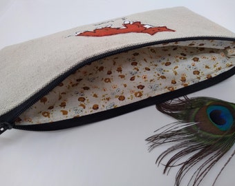 Fox Personalised Pencil Case -pen Pouch With Choice of