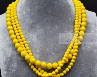 boho chic,yellow jewelry,modern necklace,seed beaded jewelry,gift Shiny yellow,seed beaded necklace,multistrand necklace,layering necklace