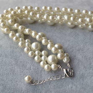 Ivory Pearl Necklace or White Pearl Necklace,glass Pearl Necklace ...