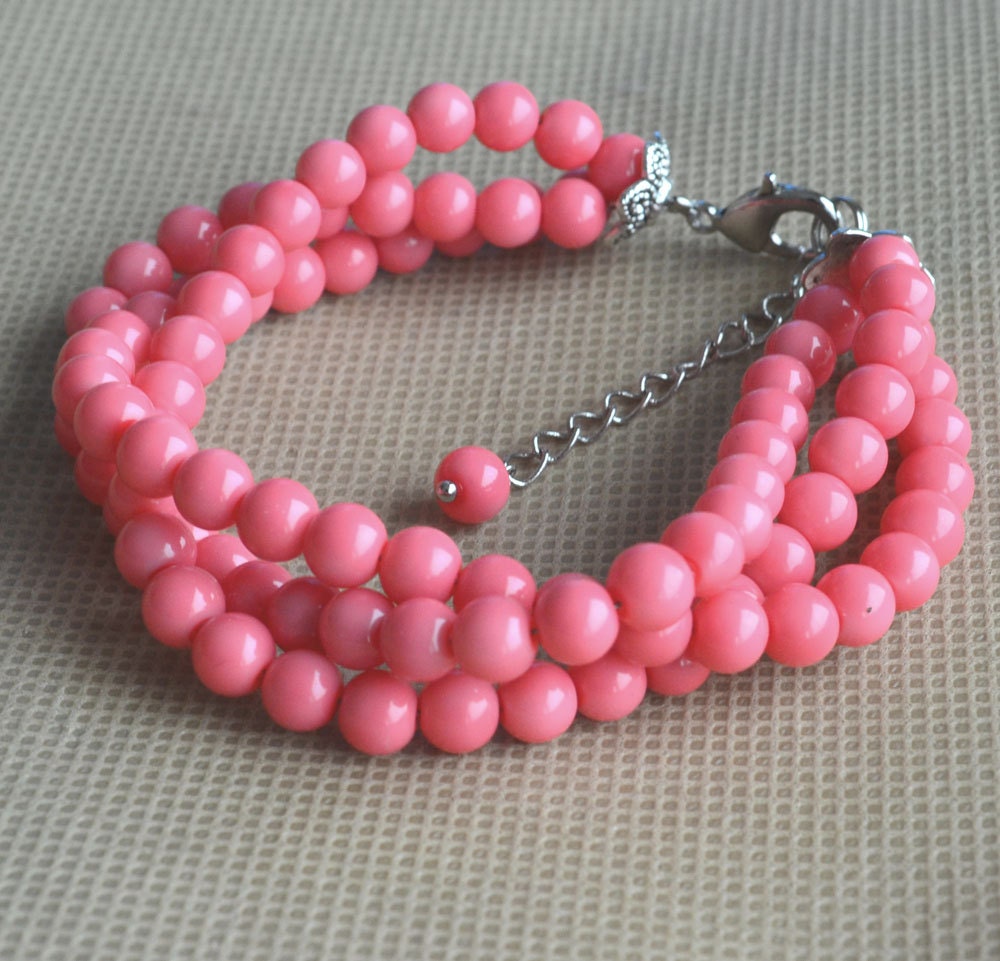 Twist pink coral bead Braceletspink coral bracelet 6mm | Etsy