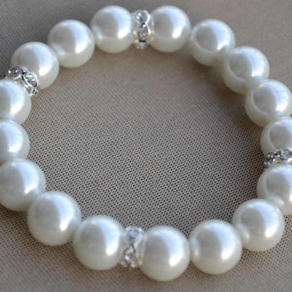 pearl Bracelet,Glass Pearl Bracelet,white Pearl Bracelet,Wedding Bracelet,bracelet,Bridesmaid Bracelet,Jewelry