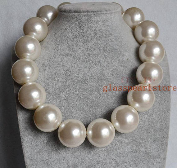 30mm pearl necklace, man pearl necklace, women necklace, dancing party necklace, large pearl necklace, very big pearl necklace