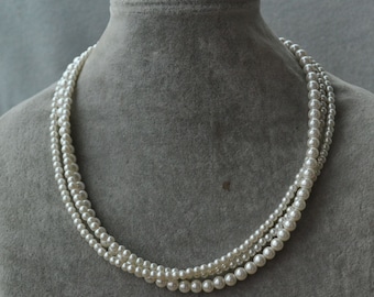 Ivory Glasperlenkette, verstellbarer Hochzeitsschmuck