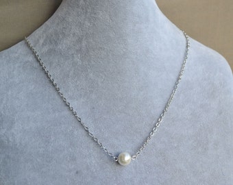 Collar de perlas de cristal color marfil, joyería para damas de honor