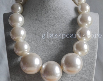 26 inch large pearl necklace,faux pearl necklace, choker necklace, Men Pearl necklace, man Necklace