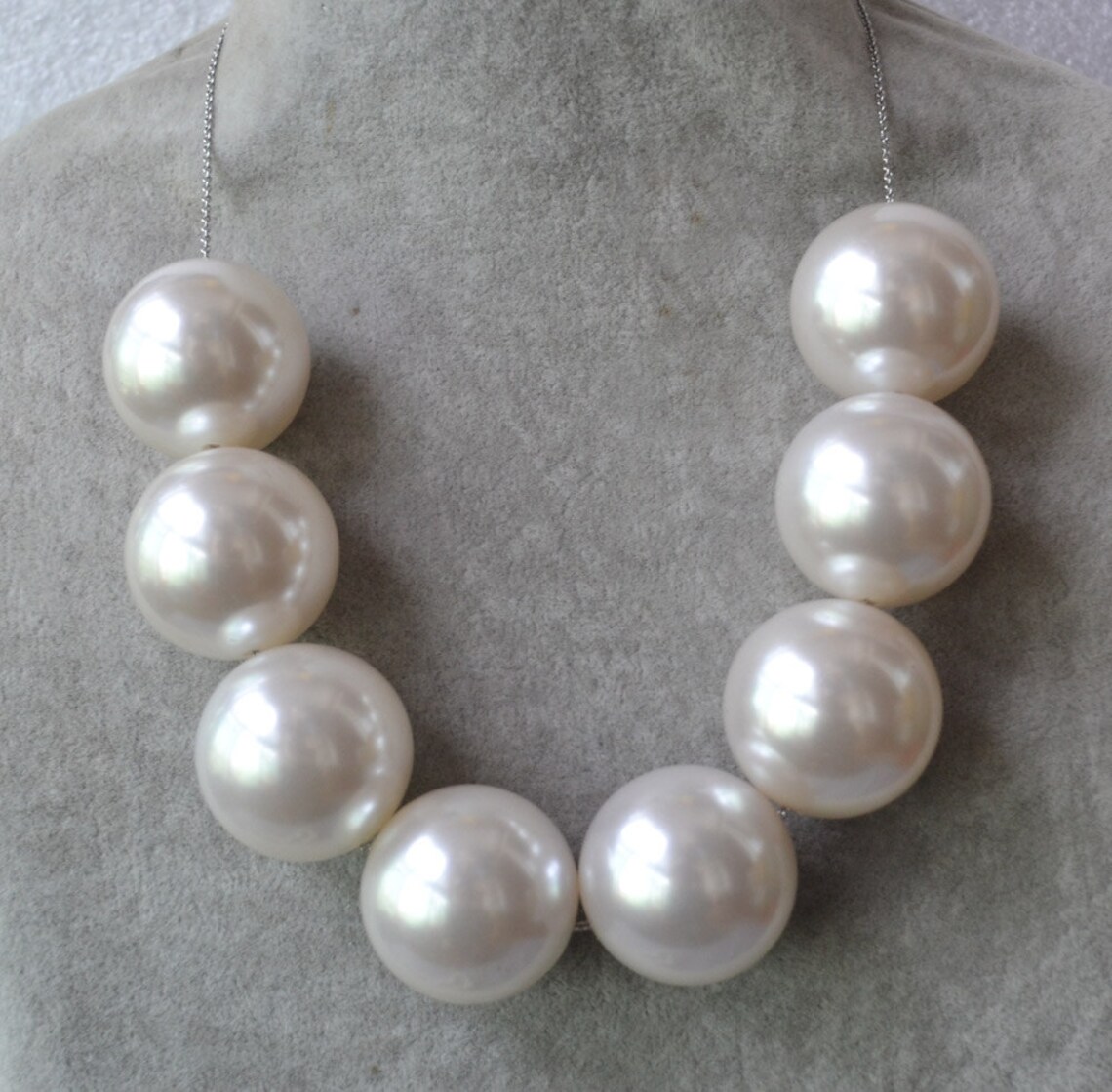 Very Huge Pearl Necklace 30mm Faux Pearl Necklacestatement Etsy