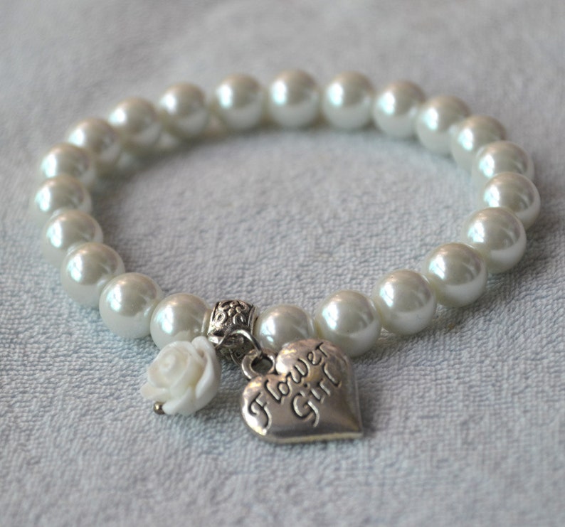Flower Girl Bracelets White Flower Bracelet 62 Colors Flower Etsy