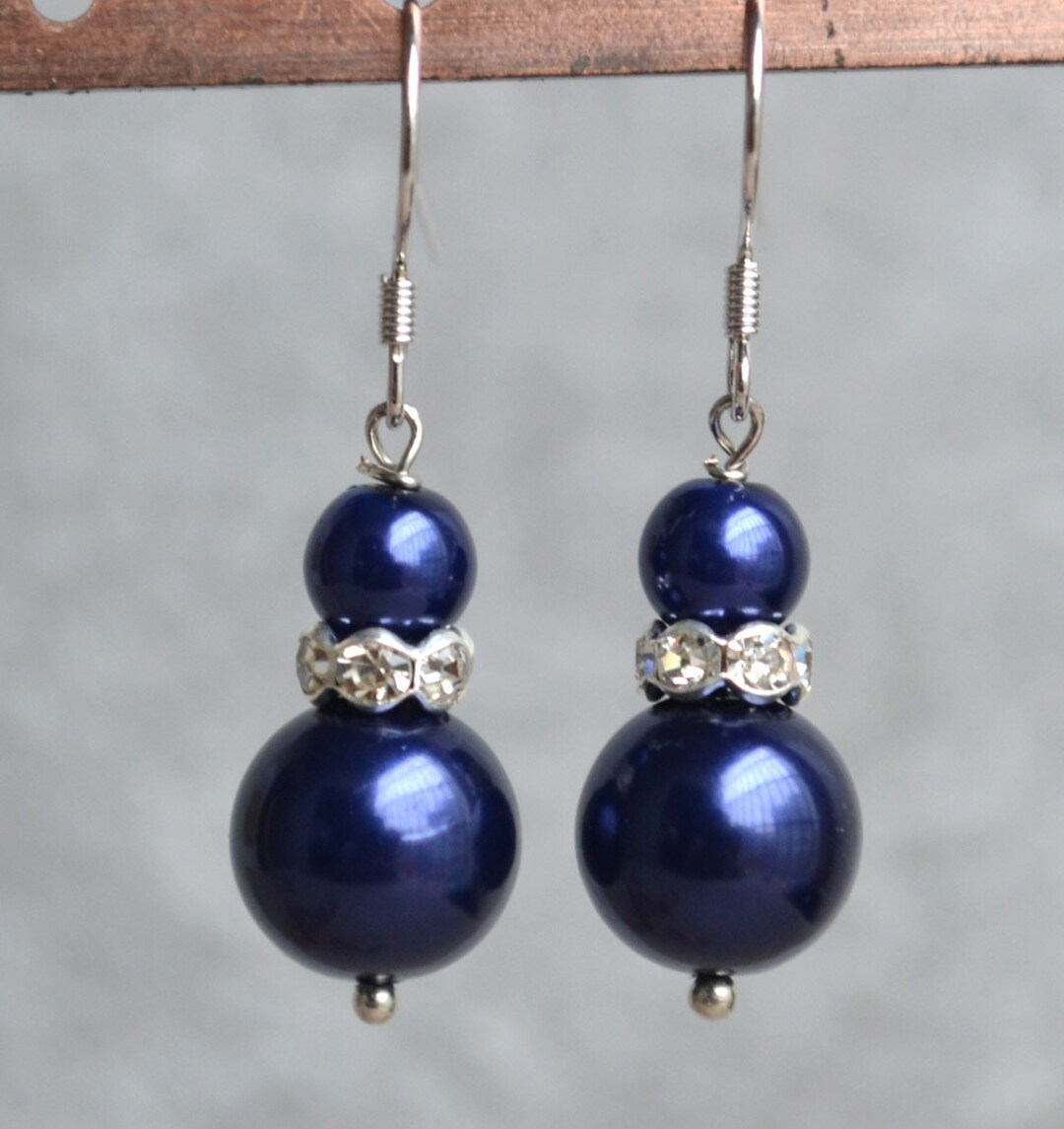 Navy pearl earrings Clearance