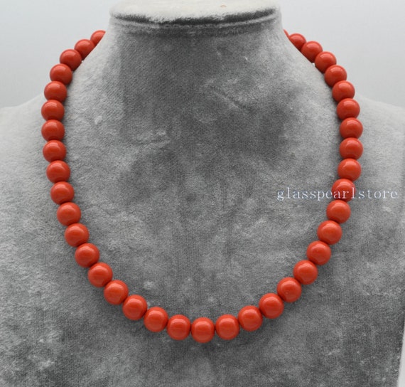 Collier En Perles De Pierre Ou Verre Orange - Occasion