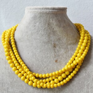 yellow pearl necklace,pearl necklace,jewelry,18 inch glass pearl necklace,wedding necklace,pearl jewelry,bridesmaid necklace,4 rows necklace