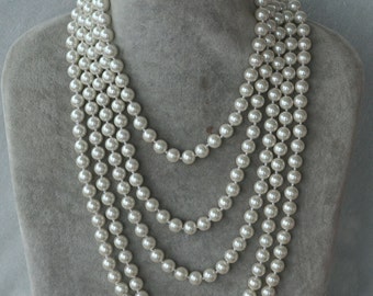 [韓国人気ジュエリー] nff cascade pearl necklace Cascade Layered Pearl Necklace and Earrings Set, Gold or