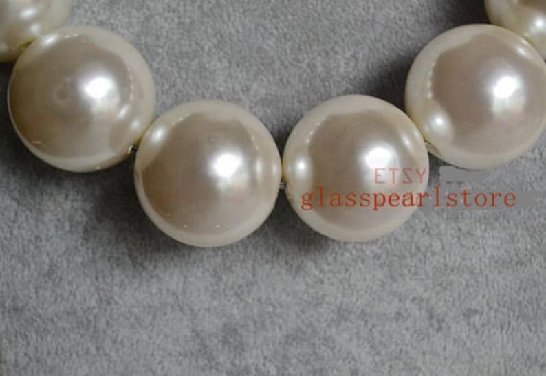 30 mm pearl necklace, man pearl necklace, women necklace, dancing party necklace, large pearl necklace, very big pearl necklace image 2