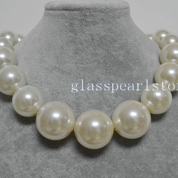 Big Pearl Necklace, Pearl Gradually Necklace, large pearl necklace,faux pearl necklace, choker necklace, statement necklace,pearl jewelry