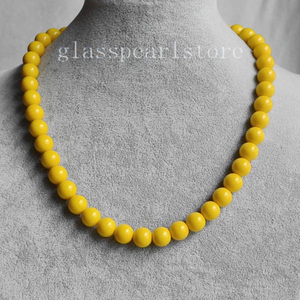 10mm yellow necklace, single yellow bead necklace, wedding necklace, bridesmaid necklace, women necklace, statement necklace