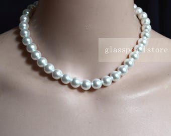 10 mm Glasperlenkette, Einzelstrang Hochzeitsschmuck