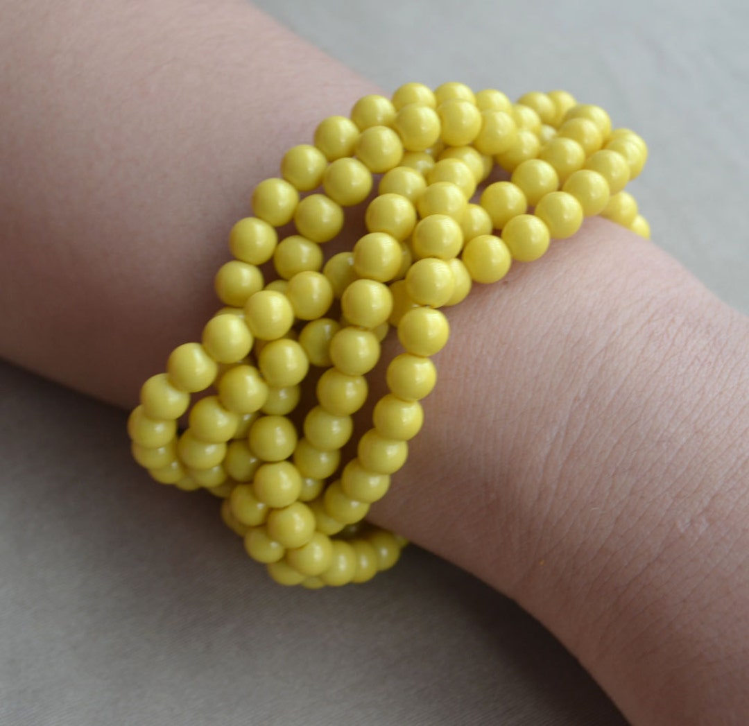 Yellow Pearl Bracelet,yellow Bracelet,yellow Bead Bracelet,wedding
