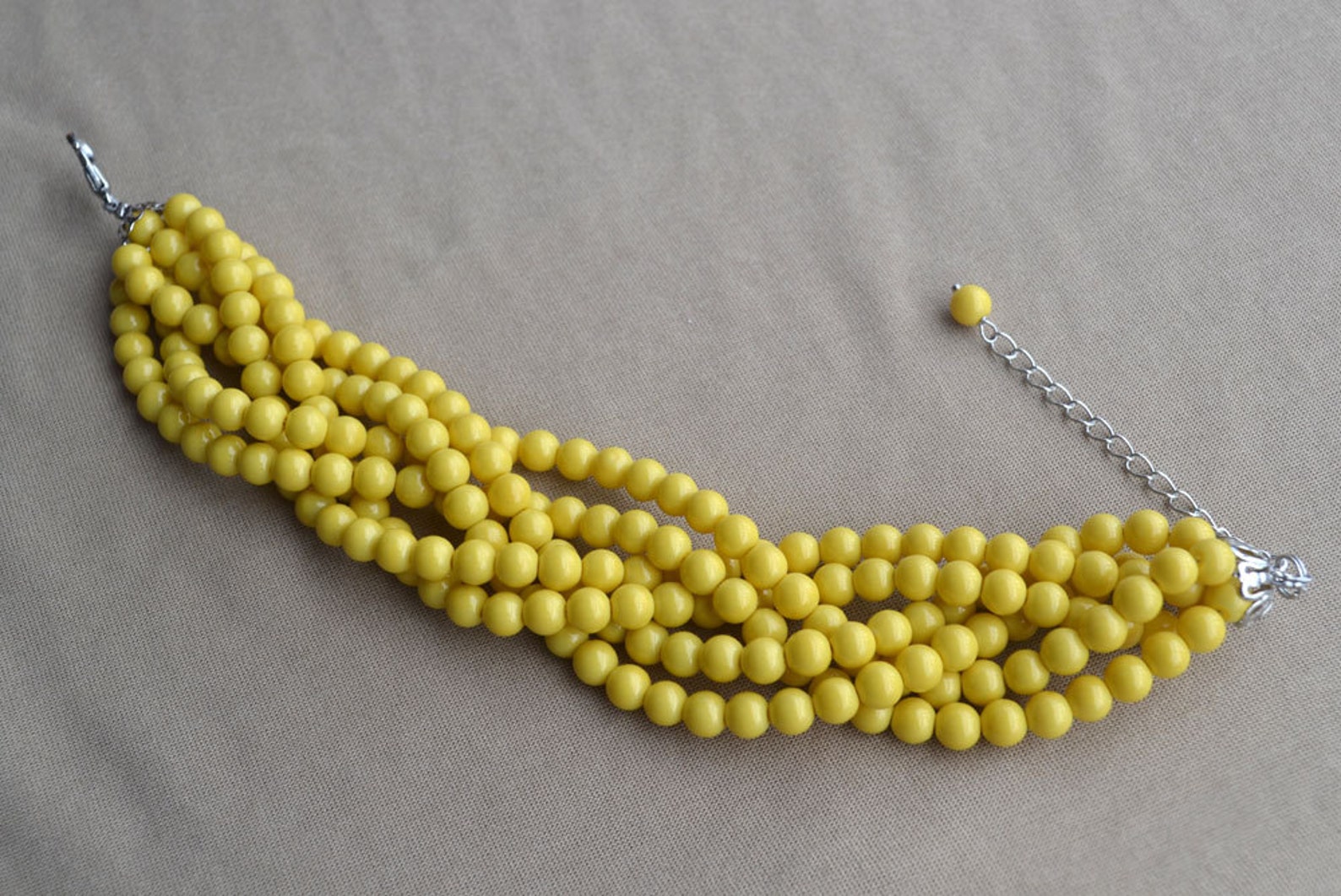 Yellow Pearl Braceletyellow Braceletyellow Bead Etsy