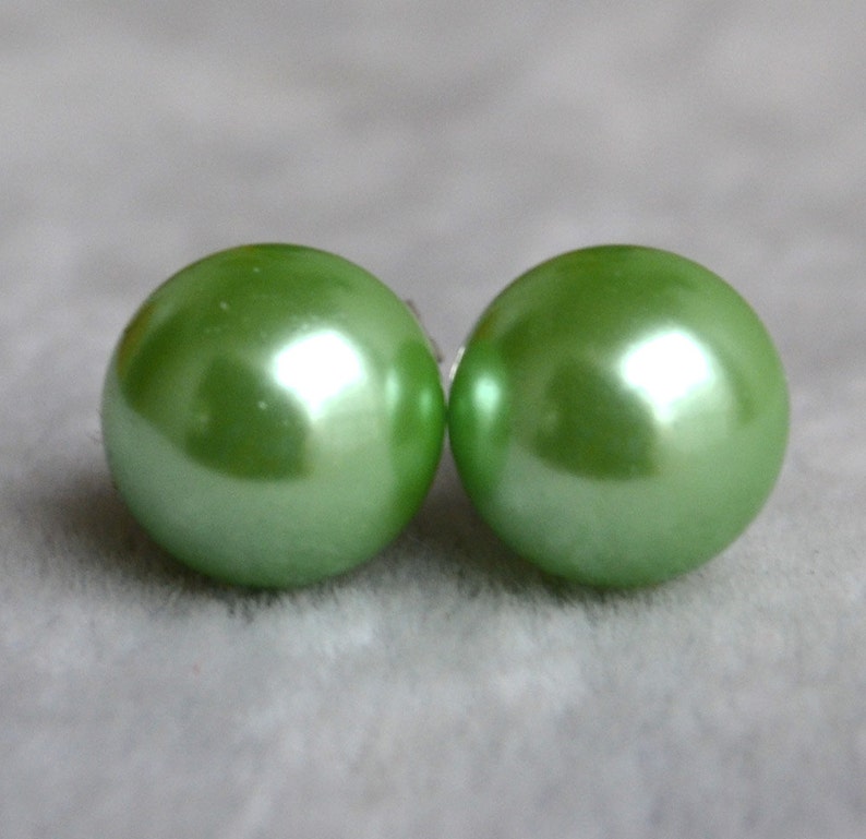 Green Pearl Earringsglass Pearl Earrings8mm Pearl Etsy