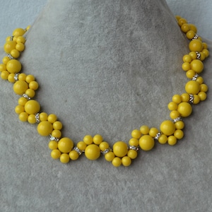 yellow pearl Necklace,Glass Pearl Necklace,Pearl flower Necklace,Wedding Necklace,bridesmaid necklace,yellow bead necklace, cheap pearl