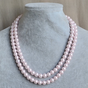 pink pearl Necklace,Glass Pearl Necklace, two strangs Pearl Necklace,Wedding Necklace,bridesmaid necklace,Jewelry