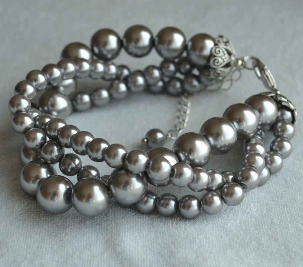 Gray pearl bracelet shop