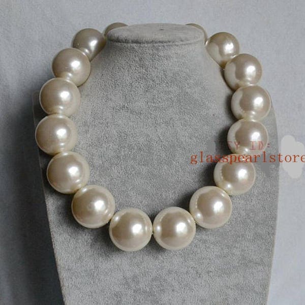 30 mm pearl necklace, man pearl necklace, women necklace, dancing party necklace, large pearl necklace, very big pearl necklace