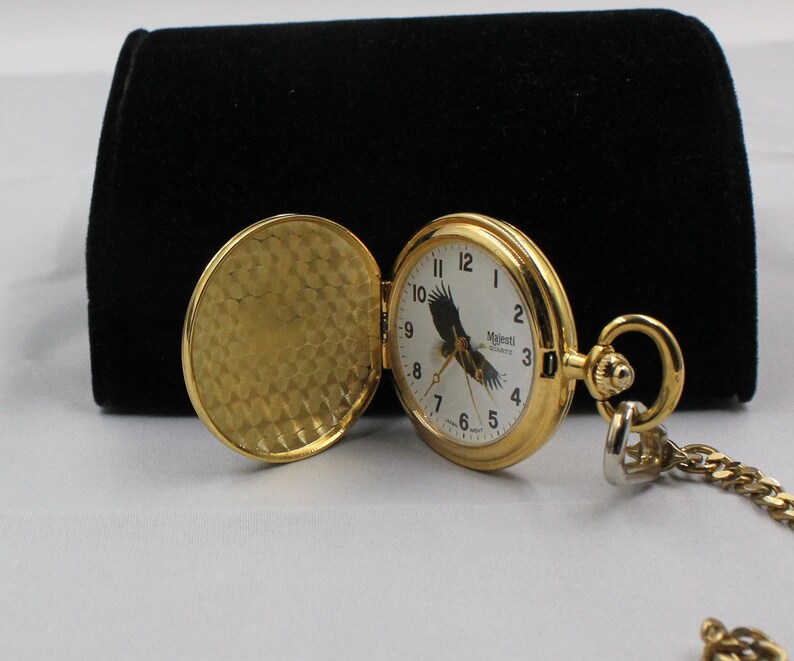 Majesti Quartz Pocket Watch With Chain Etsy